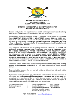 MBOMBELA LOCAL MUNICIPALITY BID NUMBER: 238/2014 CLOSING DATE: 21 NOVEMBER 2014