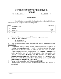 SUPERINTENDENT OF POLICE(HQ) INDORE Tender Notice