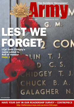 LEST WE FORGET LCpl Todd Chidgey’s name added to