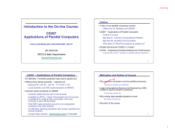 Introduction to the On-line Course:    CS267  Applications of Parallel Computers 