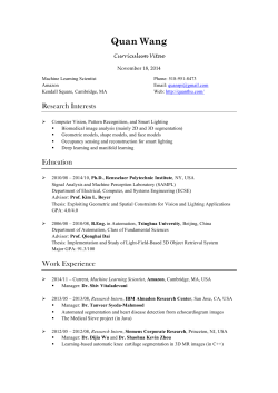 Quan Wang Research Interests Curriculum Vitae November  18,  2014  