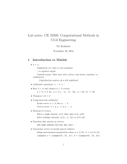 Lab notes: CE 33500, Computational Methods in Civil Engineering 1 Introduction to Matlab