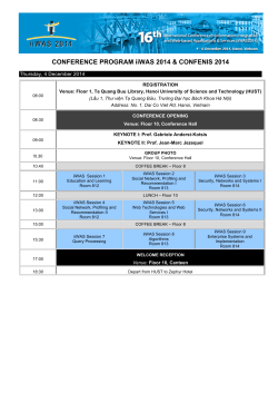 CONFERENCE PROGRAM iiWAS 2014 &amp; CONFENIS 2014 Thursday, 4 December 2014