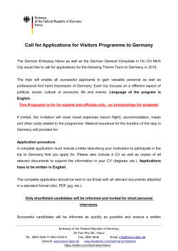 Call for Applications for Visitors Programme to Germany