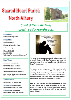 Feast of Christ the King  22nd / 23rd November 2014