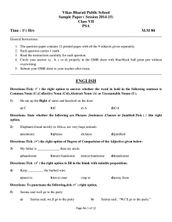 Vikas Bharati Public School Sample Paper ( Session 2014-15) Class VII PSA