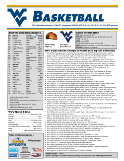 WVU Faces Boston College in Puerto Rico Tip-Off Semifinals