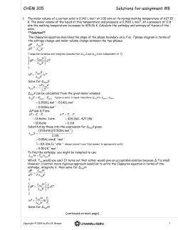 CHEM 305 Solutions for assignment #8