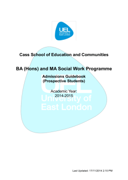 BA (Hons) and MA Social Work Programme  Admissions Guidebook