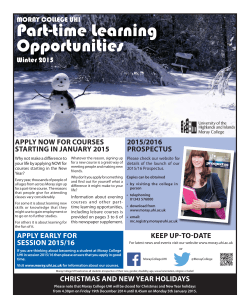 Part-time Learning Opportunities 2015/2016 APPLY NOW FOR COURSES