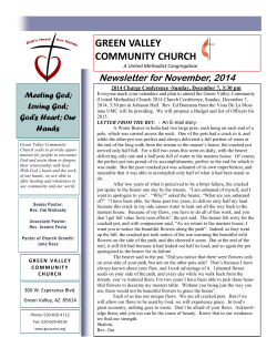GREEN VALLEY COMMUNITY CHURCH Newsletter for November, 2014 Meeting God;