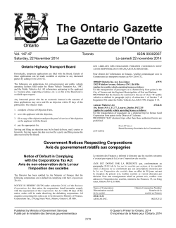 Vol. 147-47 Toronto ISSN 00302937 Le samedi 22 novembre 2014