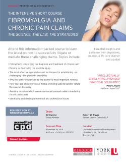 FIBROMYALGIA AND CHRONIC PAIN CLAIMS THE INTENSIVE SHORT COURSE