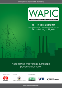Accelerating West Africa’s sustainable power transformation 18 – 19 November 2014