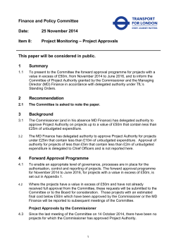 Finance and Policy Committee Date: 25 November 2014 – Project Approvals