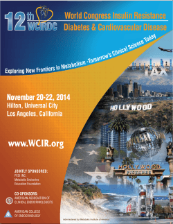 World Congress Insulin Resistance Diabetes &amp; Cardiovascular Disease November 20-22, 2014