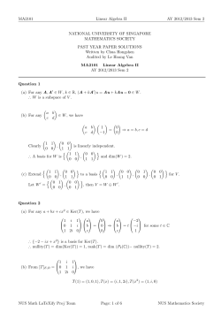 MA2101 Linear Algebra II AY 2012/2013 Sem 2 NATIONAL UNIVERSITY OF SINGAPORE