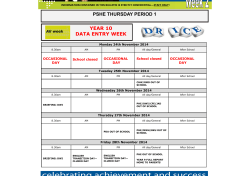 PSHE THURSDAY PERIOD 1 YEAR 10 DATA ENTRY WEEK All week