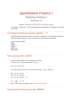 Quantitative Finance I Modeling Volatility II (Lecture 5)
