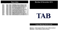 Race Index Monday 24 November 2014