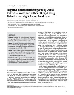Negative Emotional Eating among Obese Individuals with and without Binge Eating