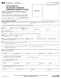 APPLICATION TO VOLUNTARILY RENOUNCE PERMANENT RESIDENT STATUS B