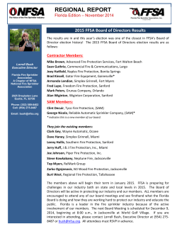 REGIONAL REPORT 2015 FFSA Board of Directors Results Florida Edition – November 2014