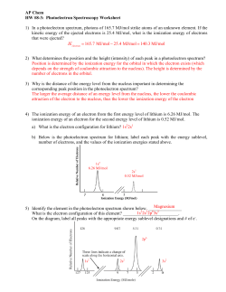 AP Chem HW #8-3:  Photoelectron Spectroscopy Worksheet