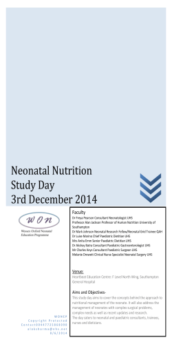 Neonatal Nutrition Study Day 3rd December 2014