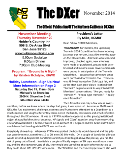 The DXer November 2014 President&rsquo;s Letter