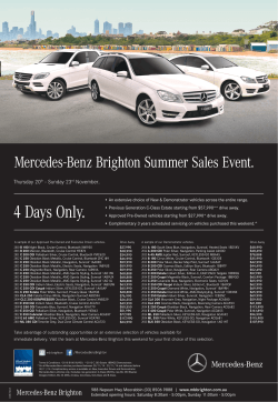 4 Days Only. Mercedes-Benz Brighton Summer Sales Event.