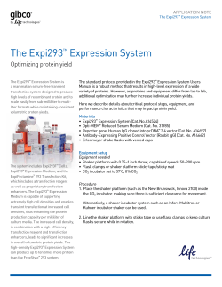 The Expi293 Expression System Optimizing protein yield ™