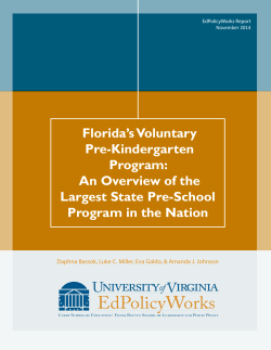 Florida’s Voluntary Pre-Kindergarten Program: An Overview of the