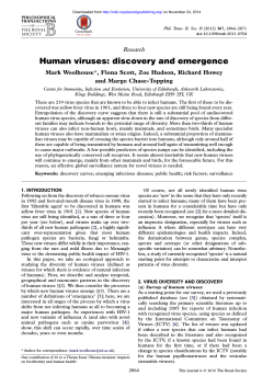 Human viruses: discovery and emergence Research Mark Woolhouse