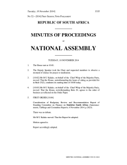 NATIONAL ASSEMBLY  MINUTES OF PROCEEDINGS REPUBLIC OF SOUTH AFRICA