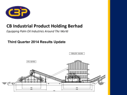 CB Industrial Product Holding Berhad Third Quarter 2014 Results Update