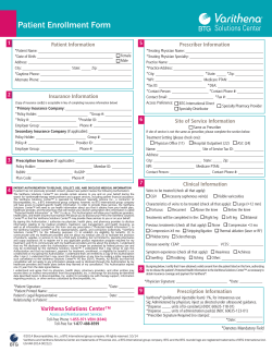 Patient Enrollment Form Prescriber Information