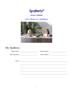 My SpaBerry: Life’s Better in a SpaBerry Owner’s Manual