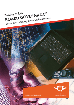 BOARD GOVERNANCE Faculty of Law ogrammes Centre for Continuing Education Pr