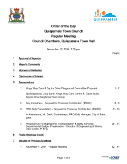 ​   Order of the Day Quispamsis Town Council