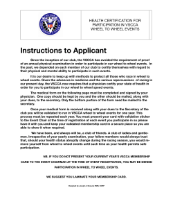 Instructions to Applicant HEALTH CERTIFICATION FOR PARTICIPATION IN VSCCA WHEEL TO WHEEL EVENTS