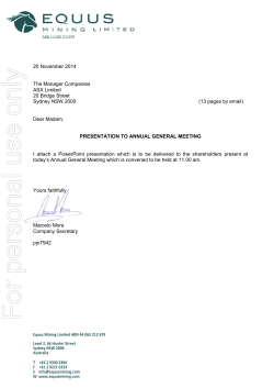 20 November 2014 The Manager Companies ASX Limited