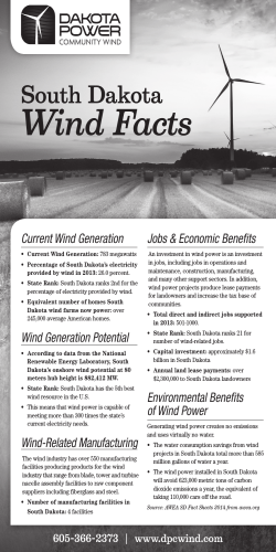 Wind Facts South Dakota Current Wind Generation Jobs &amp; Economic Benefits