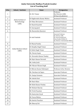 Amity University Madhya Pradesh Gwalior List of Teaching Staff