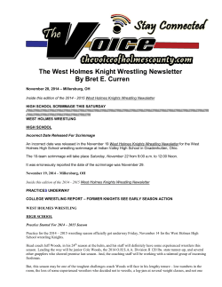 The West Holmes Knight Wrestling Newsletter By Bret E. Curren