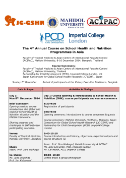 The 4 Annual Course on School Health and Nutrition Programmes in Asia