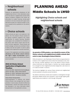 PLANNING AHEAD Middle Schools in LWSD Neighborhood schools