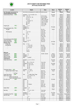 2014/15 BERTH AND MOORING FEES All Prices Include GST 2013/14