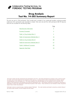 FORENSIC TESTING PROGRAM Drug Analysis Test No. 14-502 Summary Report