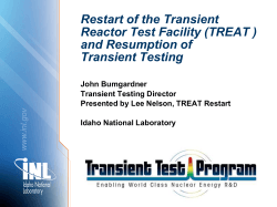 Restart of the Transient Reactor Test Facility (TREAT ) and Resumption of